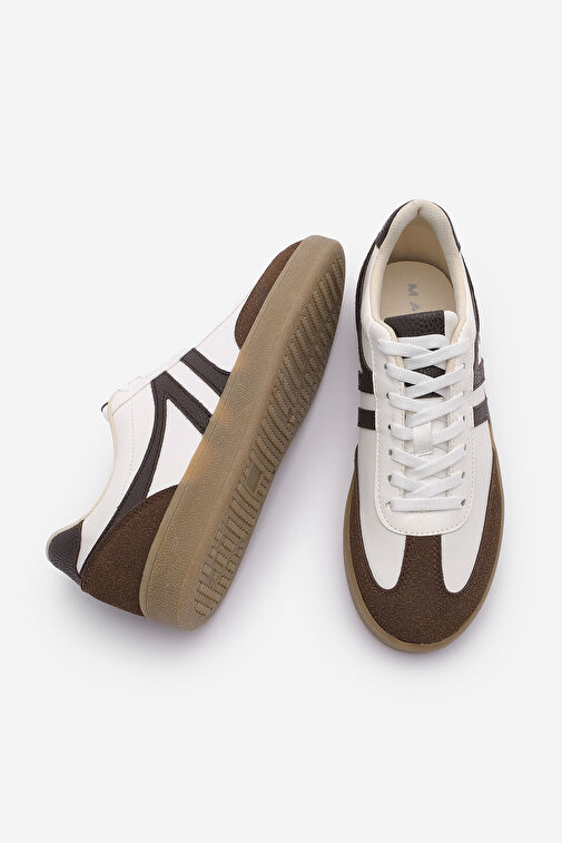 Kadın Sneaker Bağcıklı Düz Taban Spor Ayakkabı Tiyone Kahve - Görsel 8