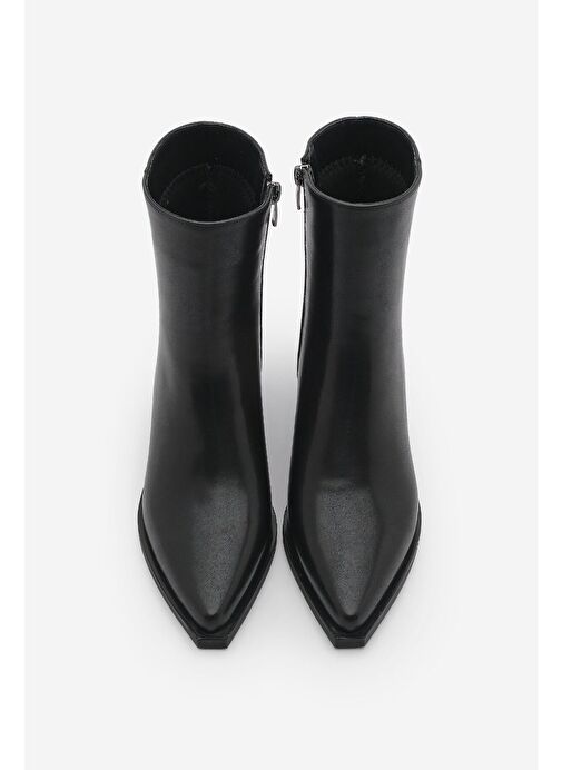 Kadın Sivri Burun Kalın Topuk Western Bot Tahis Siyah - Görsel 4