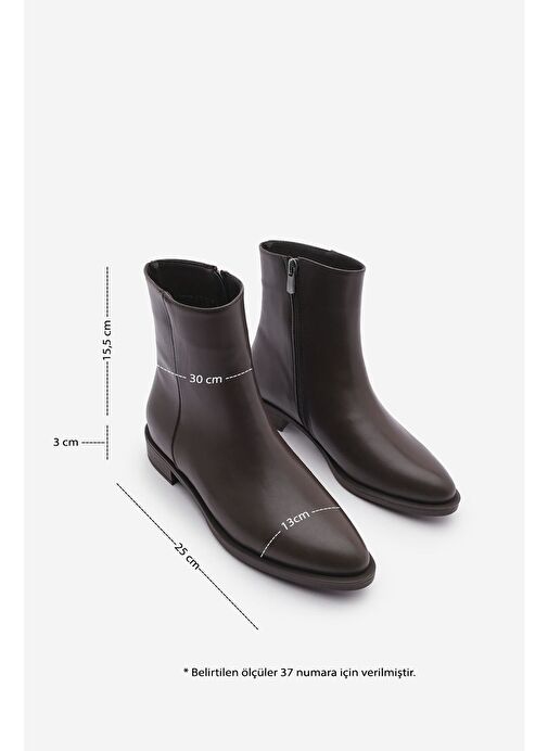Kadın Fermuarlı Günlük Bot Longa Kahve - Görsel 6