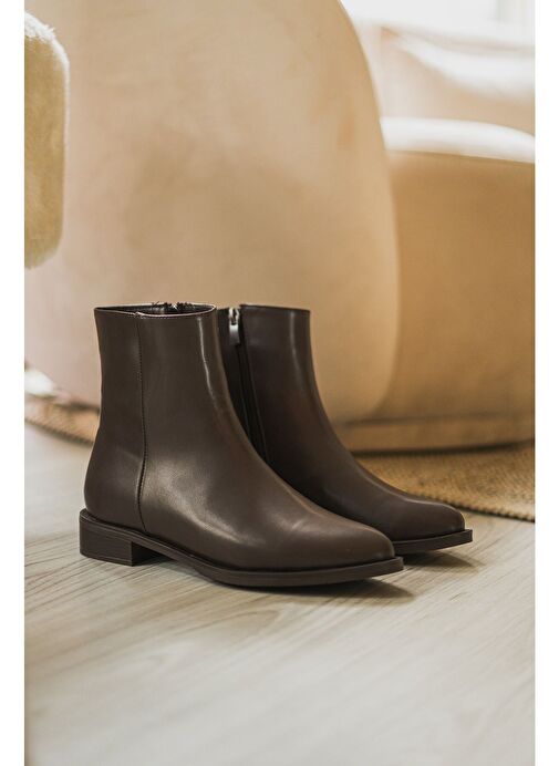 Kadın Fermuarlı Günlük Bot Longa Kahve - Görsel 7