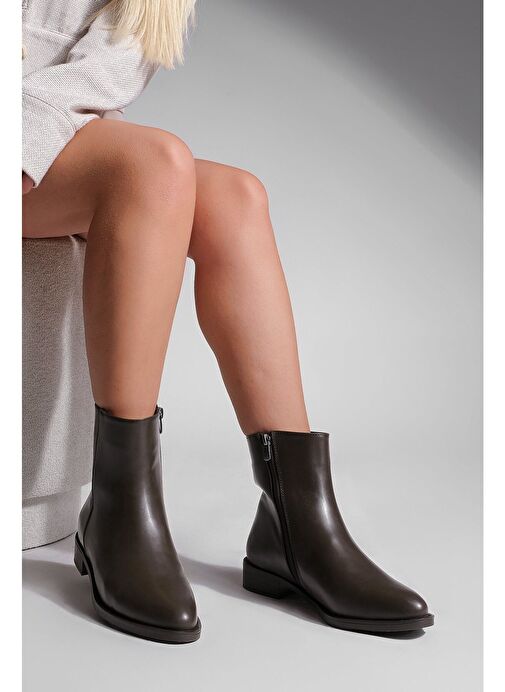 Kadın Fermuarlı Günlük Bot Longa Kahve - Görsel 3