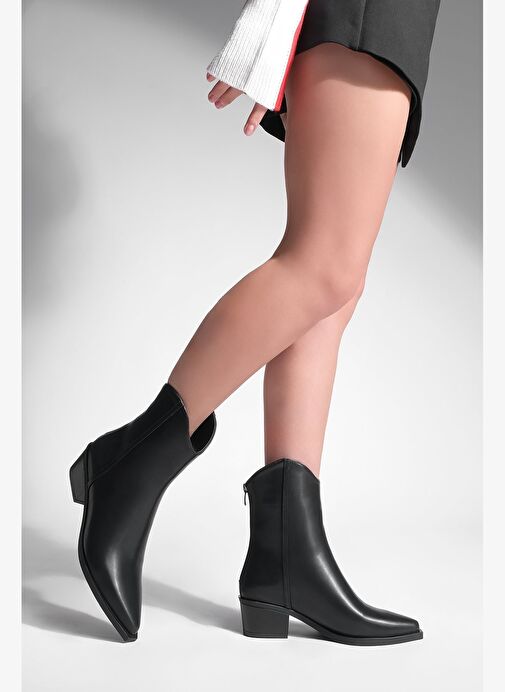 Kadın Sivri Burun Dikiş Detaylı Western Bot Vildo Siyah - Görsel 5