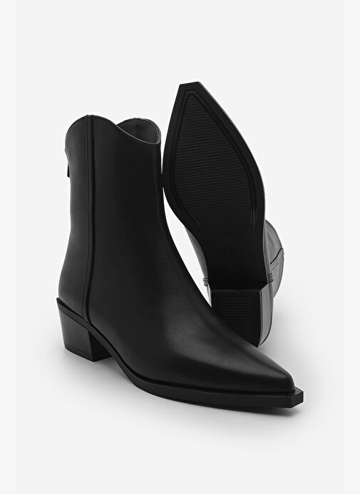 Kadın Sivri Burun Dikiş Detaylı Western Bot Vildo Siyah - Görsel 8