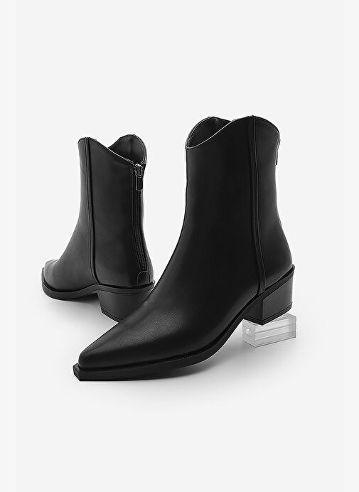 Kadın Sivri Burun Dikiş Detaylı Western Bot Vildo Siyah - Görsel 3