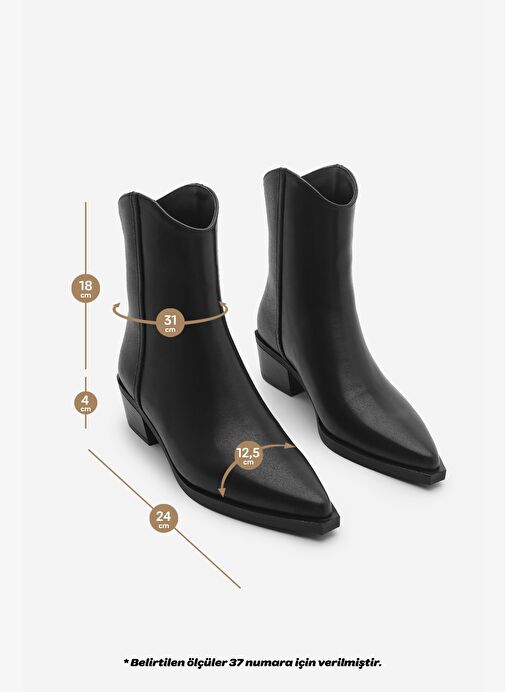 Kadın Sivri Burun Dikiş Detaylı Western Bot Vildo Siyah - Görsel 9