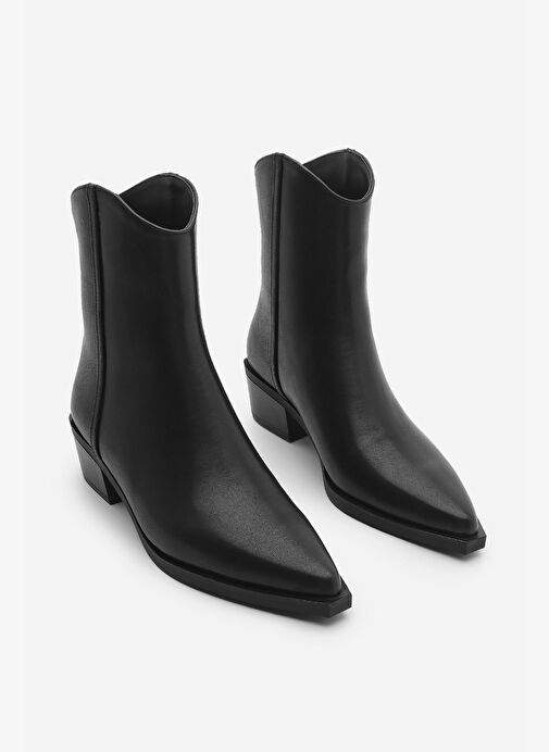 Kadın Sivri Burun Dikiş Detaylı Western Bot Vildo Siyah - Görsel 6