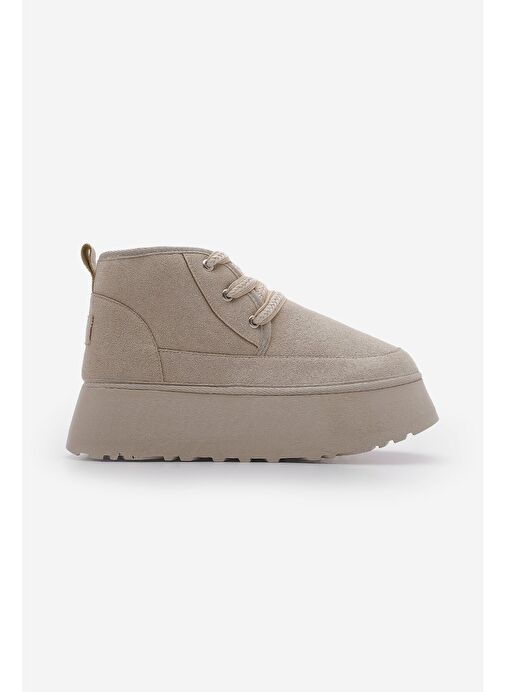 Kadın Kalın Taban İçi Kürklü Günlük Bot Mariva Bej Süet - Görsel 4
