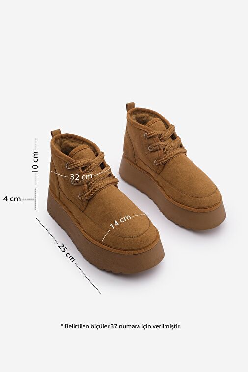 Kadın Kalın Taban İçi Kürklü Günlük Bot Mariva Taba Süet - Görsel 9
