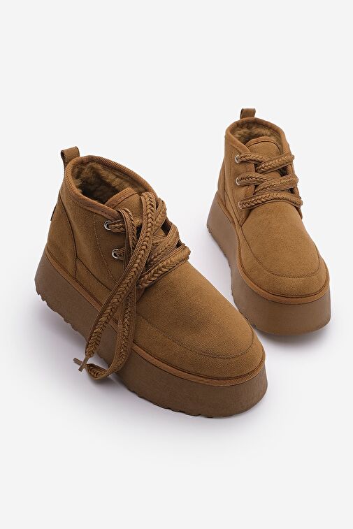 Kadın Kalın Taban İçi Kürklü Günlük Bot Mariva Taba Süet - Görsel 3