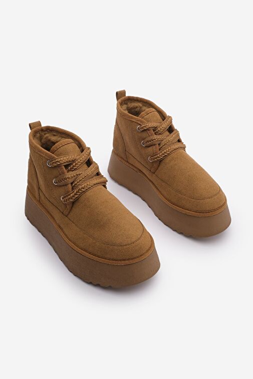 Kadın Kalın Taban İçi Kürklü Günlük Bot Mariva Taba Süet - Görsel 6