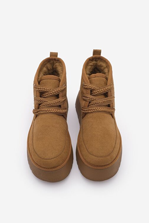 Kadın Kalın Taban İçi Kürklü Günlük Bot Mariva Taba Süet - Görsel 7
