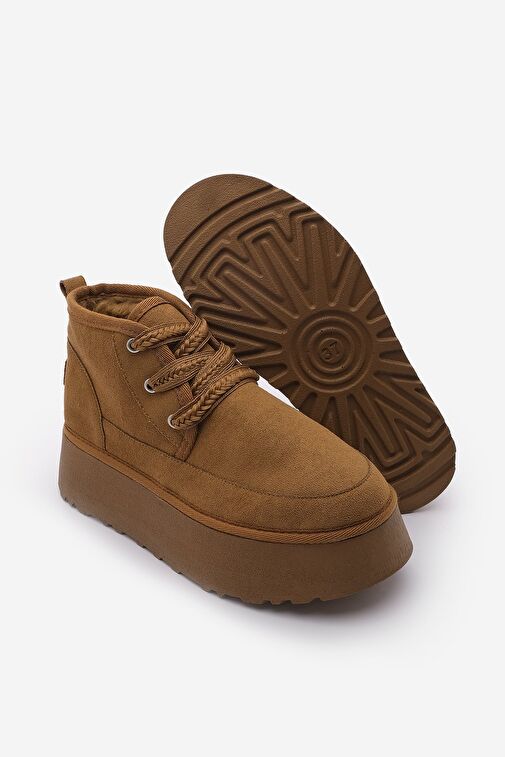 Kadın Kalın Taban İçi Kürklü Günlük Bot Mariva Taba Süet - Görsel 8