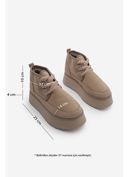 Kadın Kalın Taban İçi Kürklü Günlük Bot Mariva Vizon Süet - Görsel 9