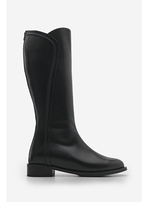 Kadın Arkadan Fermuarlı Dikiş Detaylı Günlük Çizme Karvin Siyah - Görsel 3