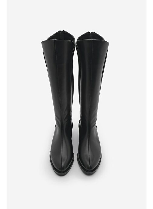 Kadın Arkadan Fermuarlı Dikiş Detaylı Günlük Çizme Karvin Siyah - Görsel 4