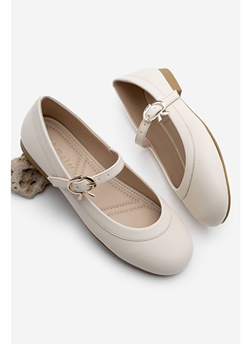 Kadın Tokalı Babet Meladi Ekru - Görsel 2