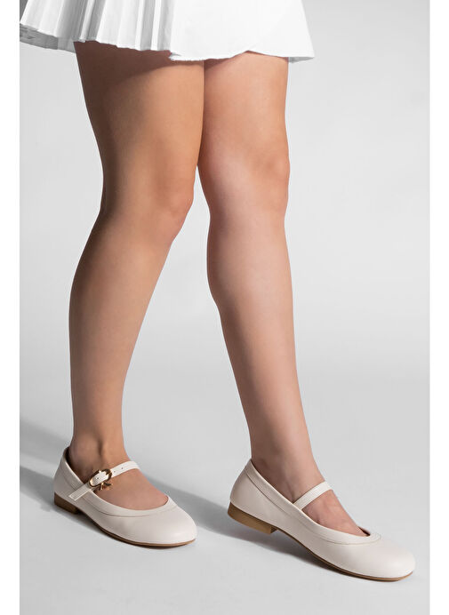 Kadın Tokalı Babet Meladi Ekru - Görsel 5