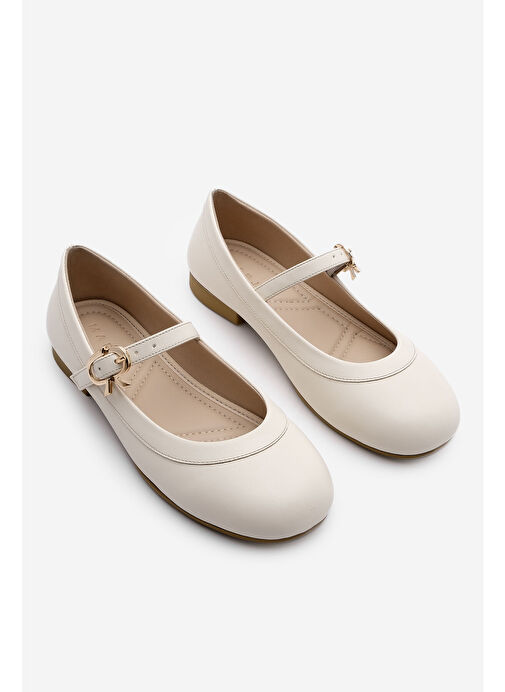 Kadın Tokalı Babet Meladi Ekru - Görsel 6