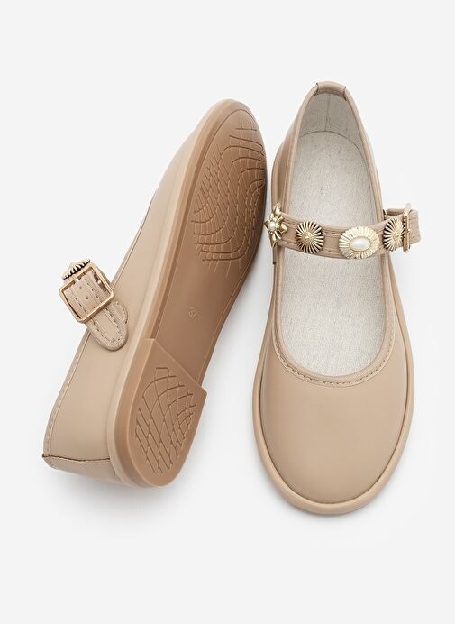 Marjin Kadın Tokalı Babet Semura Bej - Görsel 9