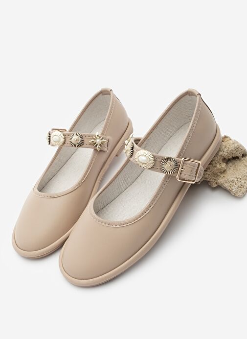 Marjin Kadın Tokalı Babet Semura Bej - Görsel 2