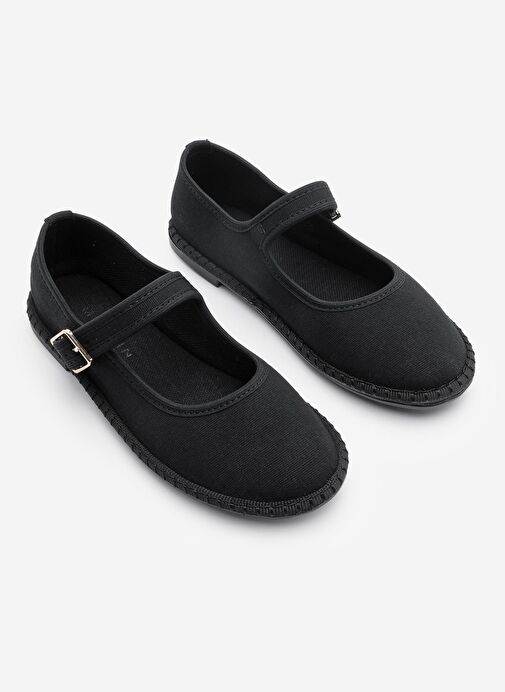 Kadın Keten Bantlı Babet Mirces Siyah - Görsel 4