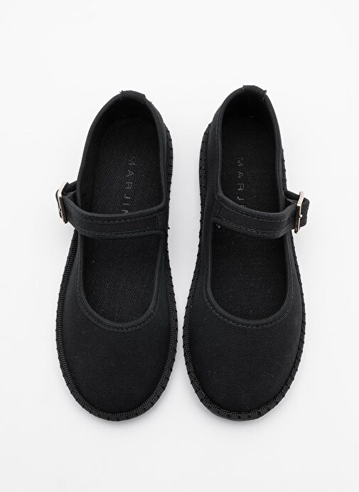 Kadın Keten Bantlı Babet Mirces Siyah - Görsel 5