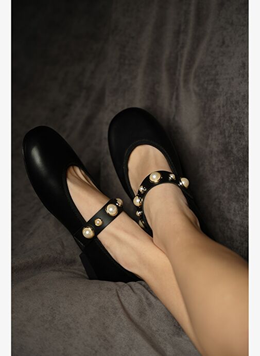 Kadın İncili Bantlı Babet Vesma Siyah - Görsel 4