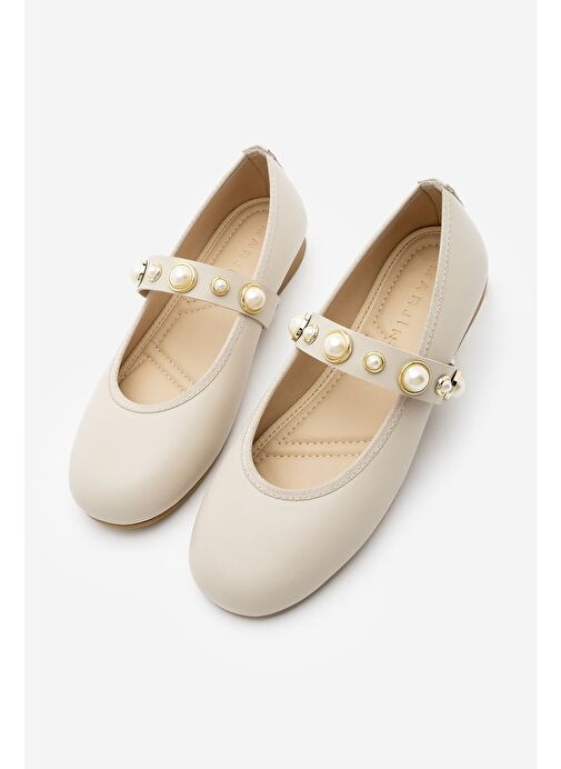 Kadın İncili Bantlı Babet Vesma Bej - Görsel 2