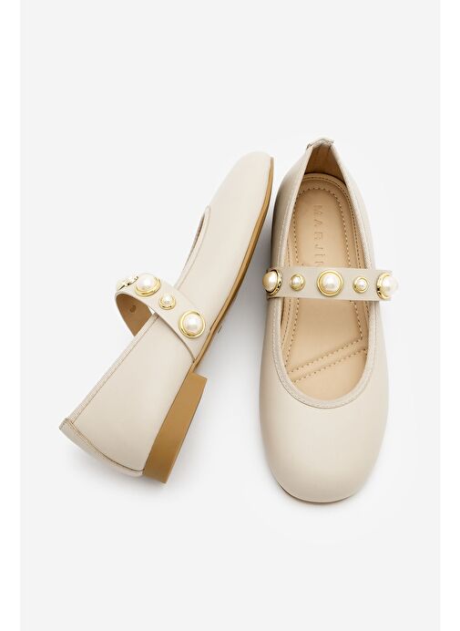 Kadın İncili Bantlı Babet Vesma Bej - Görsel 8