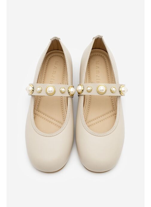 Kadın İncili Bantlı Babet Vesma Bej - Görsel 6