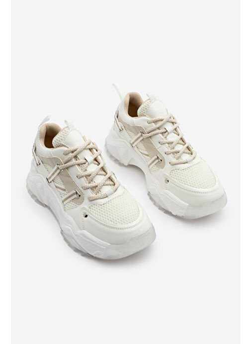 Marjin Bej-Beyaz Kadın Sneaker 321102865174 - Görsel 4