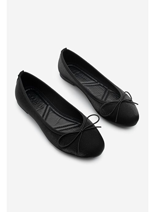 Kadın Fiyonk Detaylı Babet Tovran Siyah Saten - Görsel 5