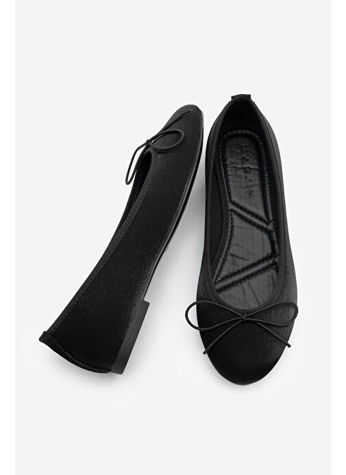 Kadın Fiyonk Detaylı Babet Tovran Siyah Saten - Görsel 7