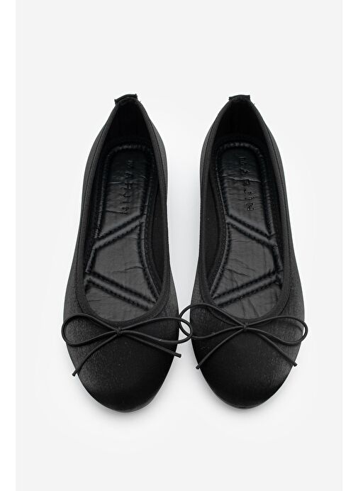 Kadın Fiyonk Detaylı Babet Tovran Siyah Saten - Görsel 6