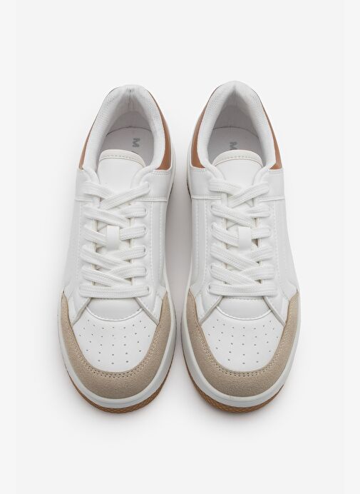 Kadın Sneaker Kalın Taban Süet Detay Spor Ayakkabı Hinos Bej - Görsel 8