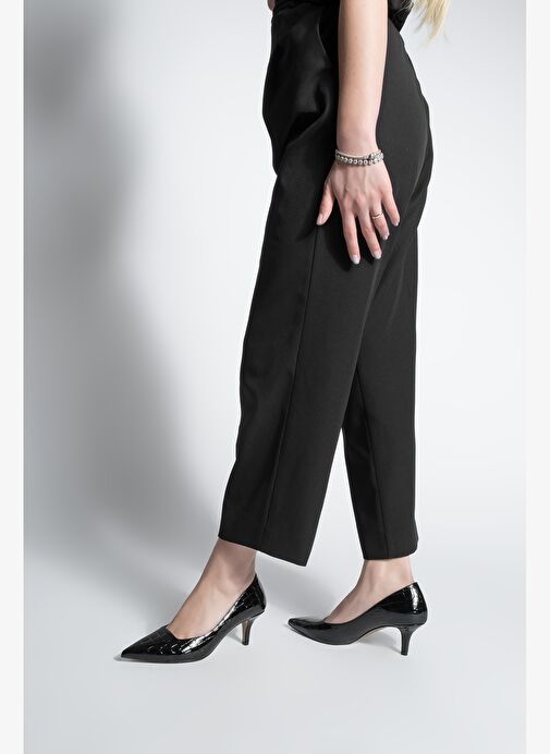 Kadın Stiletto Croco Desenli Topuklu Ayakkabı Olfin Siyah Croco - Görsel 5