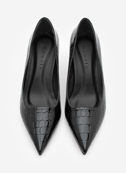 Kadın Stiletto Croco Desenli Topuklu Ayakkabı Olfin Siyah Croco - Görsel 7