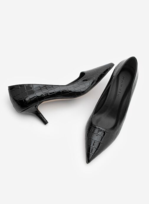 Kadın Stiletto Croco Desenli Topuklu Ayakkabı Olfin Siyah Croco - Görsel 8