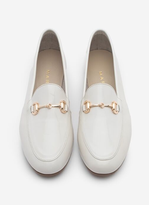 Kadın Hakiki Deri Zincirli Loafer Günlük Ayakkabı Tanle Bej Rugan - Görsel 6