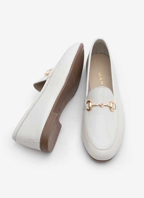 Kadın Hakiki Deri Zincirli Loafer Günlük Ayakkabı Tanle Bej Rugan - Görsel 7