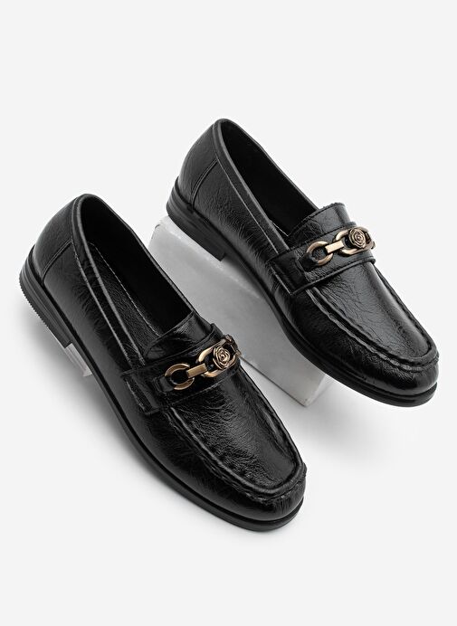 Kadın Loafer Küt Burun Tokalı Günlük Ayakkabı Barfin Siyah - Görsel 2