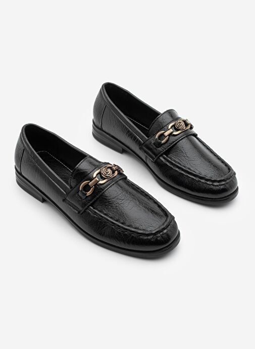 Kadın Loafer Küt Burun Tokalı Günlük Ayakkabı Barfin Siyah - Görsel 6