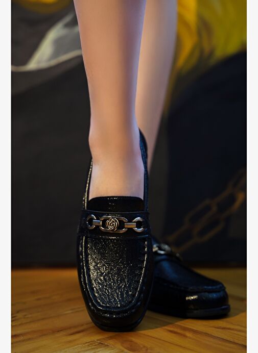 Kadın Loafer Küt Burun Tokalı Günlük Ayakkabı Barfin Siyah - Görsel 7