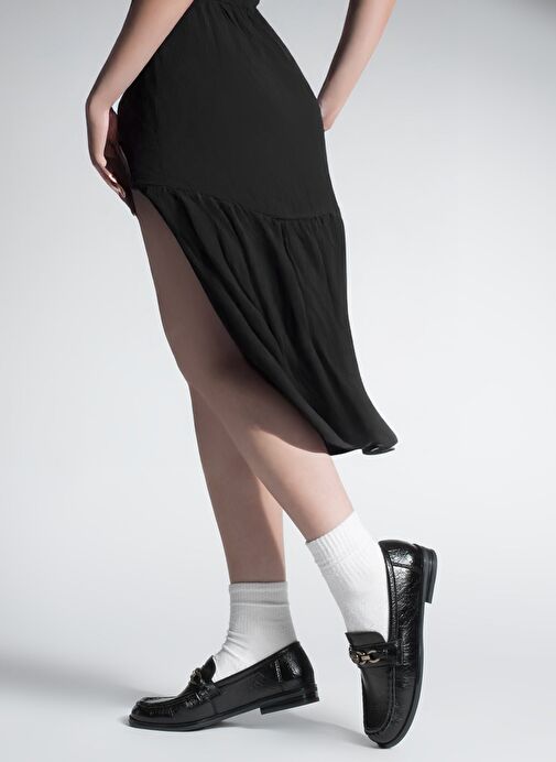 Kadın Loafer Küt Burun Tokalı Günlük Ayakkabı Barfin Siyah - Görsel 5