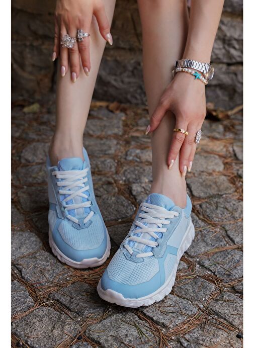 Kadın Sneaker Örgü Triko Spor Ayakkabı Fenlas Mavi - Görsel 7