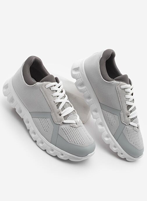 Kadın Sneaker Örgü Triko Spor Ayakkabı Fenlas Gri - Görsel 2