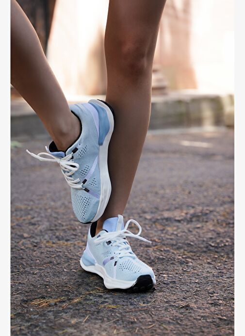 Kadın Sneaker Örgü Triko Koşu Ve Yürüyüş Spor Ayakkabı Armes Mavi - Görsel 3