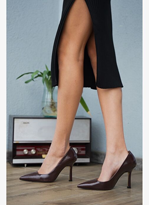 Kadın Stiletto Sivri Burun Klasik Topuklu Ayakkabı Zarte Kahve - Görsel 7