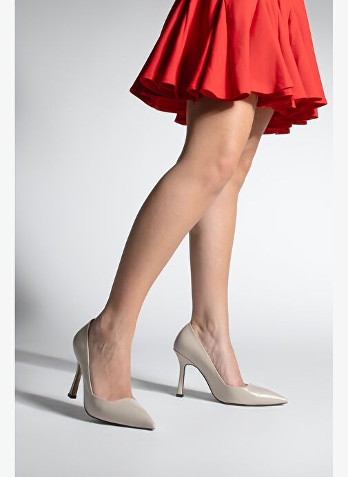 Kadın Stiletto Sivri Burun Klasik Topuklu Ayakkabı Zarte Bej - Görsel 5