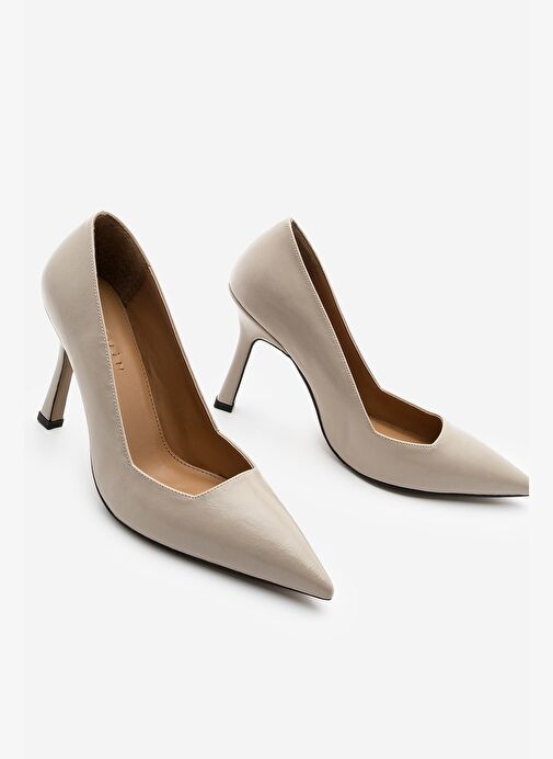 Kadın Stiletto Sivri Burun Klasik Topuklu Ayakkabı Zarte Bej - Görsel 2